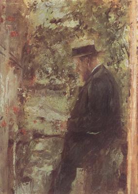 The Veterinarian Dr Reindl in the Arbor (nn02), Wilhelm Leibl